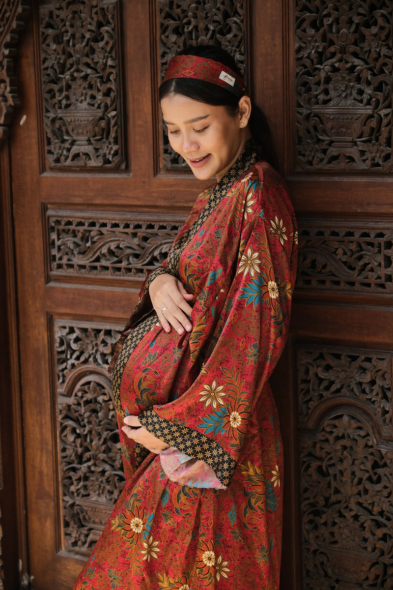 Red/Orange Bali Future Mom Kimono