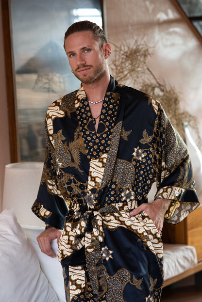 Handmade Boho Kimono Robe: Bali Resort Wear, Yoga Loungewear.