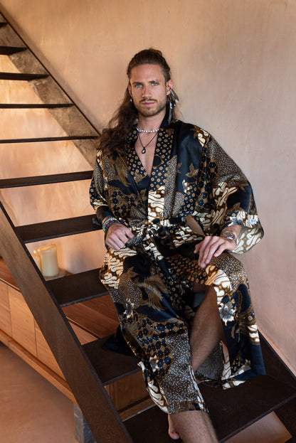 Handmade Boho Kimono Robe: Bali Resort Wear, Yoga Loungewear.