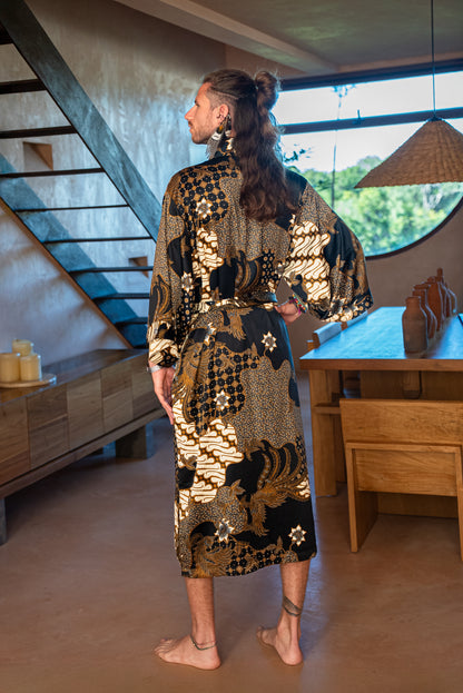 Handmade Boho Kimono Robe: Bali Resort Wear, Yoga Loungewear.