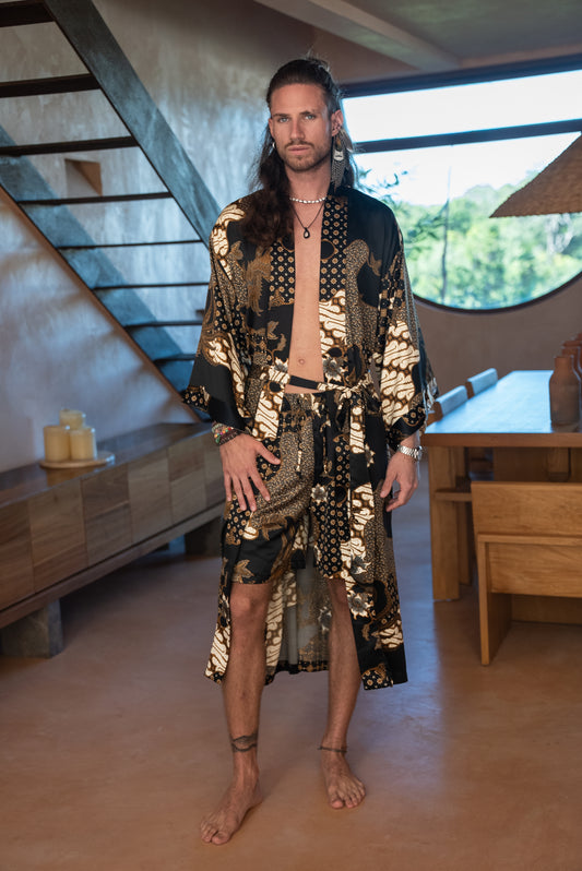 Handmade Boho Kimono Robe: Bali Resort Wear, Yoga Loungewear.