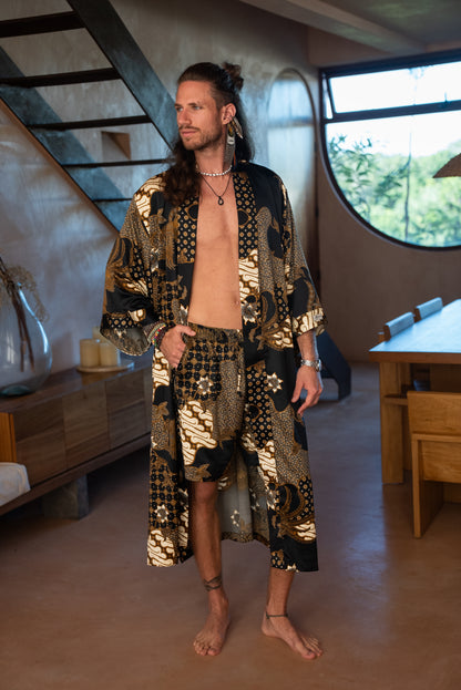 Handmade Boho Kimono Robe: Bali Resort Wear, Yoga Loungewear.