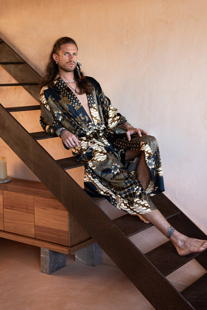 Handmade Boho Kimono Robe: Bali Resort Wear, Yoga Loungewear.