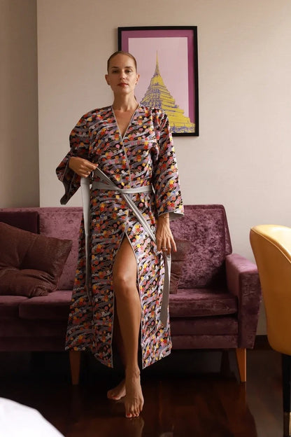 Boho Cotton Kmono Robe long for Women  kimono bathrobe ,Bohemian kimoono robe cotton.