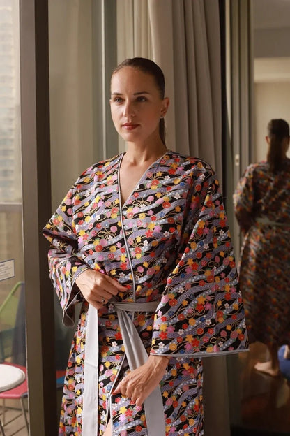 Boho Cotton Kmono Robe long for Women  kimono bathrobe ,Bohemian kimoono robe cotton.