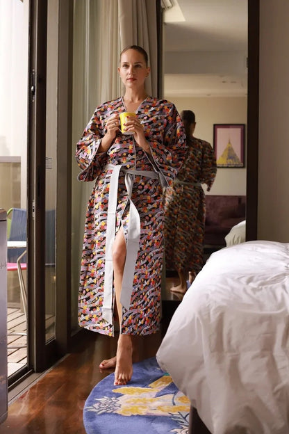 Boho Cotton Kmono Robe long for Women  kimono bathrobe ,Bohemian kimoono robe cotton.