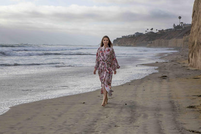 Christmas Gift for women  , Boho festival cover up, light Luxury Kimono , Resort Clothing.