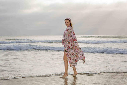 Christmas Gift for women  , Boho festival cover up, light Luxury Kimono , Resort Clothing.