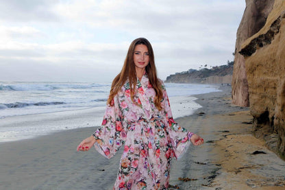 Christmas Gift for women  , Boho festival cover up, light Luxury Kimono , Resort Clothing.