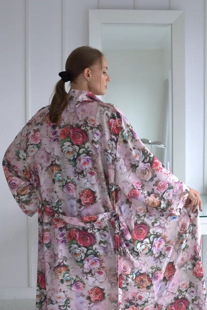 Christmas Gift for women  , Boho festival cover up, light Luxury Kimono , Resort Clothing.