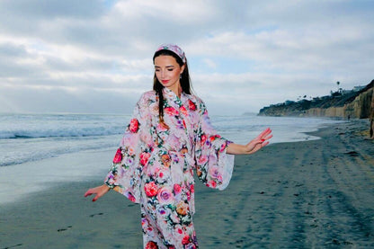 Christmas Gift for women  , Boho festival cover up, light Luxury Kimono , Resort Clothing.