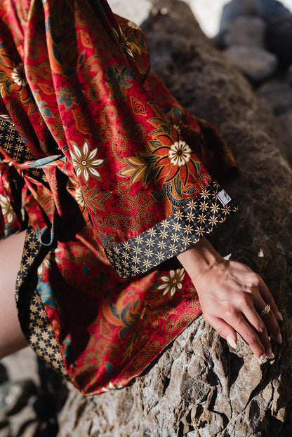 Red kimono robe,Silk Kimono Red ,Blend Dressing Gown,Handmade Bali Robe, Gift For Women ,Boho Loungewear ,Silk Kimono ,Kimono robe.