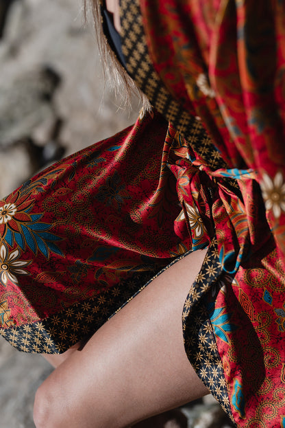 Red kimono robe,Silk Kimono Red ,Blend Dressing Gown,Handmade Bali Robe, Gift For Women ,Boho Loungewear ,Silk Kimono ,Kimono robe.