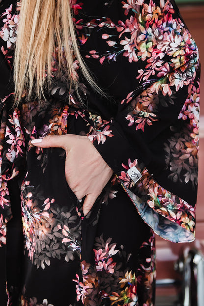 Gift for lover Long silk kimono robe for women. Honeymoon silk robe Kaftan kimono . Vacation robe .The best Gift. Luxury resort wear.