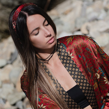 Red kimono robe,Silk Kimono Red ,Blend Dressing Gown,Handmade Bali Robe, Gift For Women ,Boho Loungewear ,Silk Kimono ,Kimono robe.