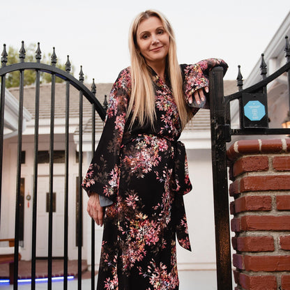 Gift for lover Long silk kimono robe for women. Honeymoon silk robe Kaftan kimono . Vacation robe .The best Gift. Luxury resort wear.