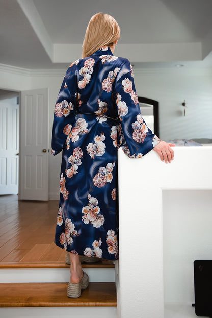 Kimono Robe long , Bridal Robe,  Luxury Vacation Gown ,  Floral Kimono Robe - Bride Robee