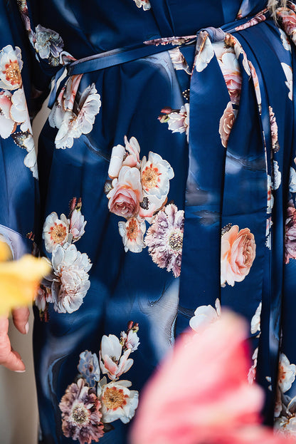 Kimono Robe long , Bridal Robe,  Luxury Vacation Gown ,  Floral Kimono Robe - Bride Robee