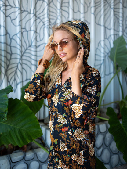 Boho  Kimono Kaftan Robe Beachwear Dressing Gown - Handmade Hooded Full Sleeve Kimono Robe - Loungewear Luxury Bathrobe Gift for Women
