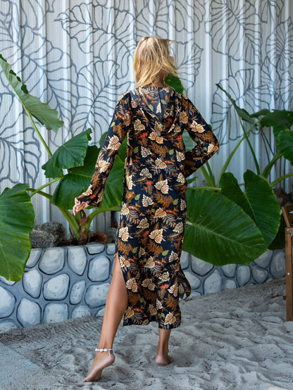 Boho  Kimono Kaftan Robe Beachwear Dressing Gown - Handmade Hooded Full Sleeve Kimono Robe - Loungewear Luxury Bathrobe Gift for Women