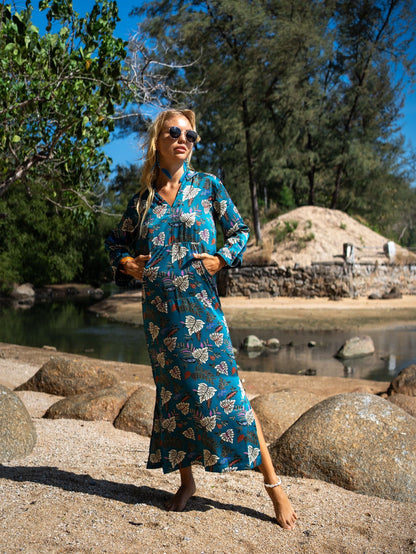 Boho Kaftan Kimono Robe for Women - Silk Dressing Gown Summer Dress - Satin Atlas Silk Blended Kaftan Robe - Japanese Style Kimono