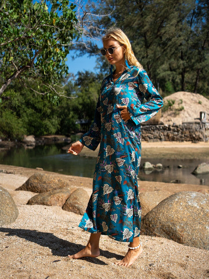 Boho Kaftan Kimono Robe for Women - Silk Dressing Gown Summer Dress - Satin Atlas Silk Blended Kaftan Robe - Japanese Style Kimono