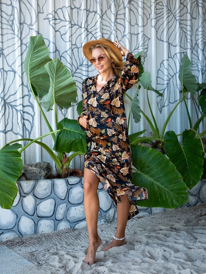 Boho  Kimono Kaftan Robe Beachwear Dressing Gown - Handmade Hooded Full Sleeve Kimono Robe - Loungewear Luxury Bathrobe Gift for Women