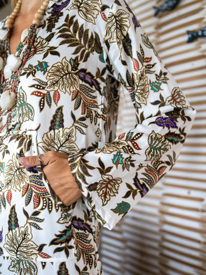 Hooded Kimono Kaftan Robe,Bali Batik Silk Kimono, Long Kimono SummerGift