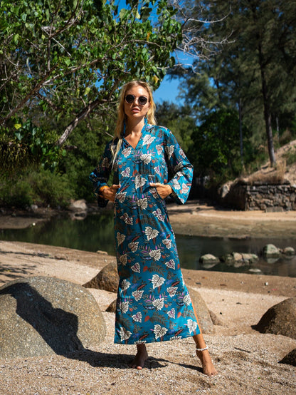 Boho Kaftan Kimono Robe for Women - Silk Dressing Gown Summer Dress - Satin Atlas Silk Blended Kaftan Robe - Japanese Style Kimono