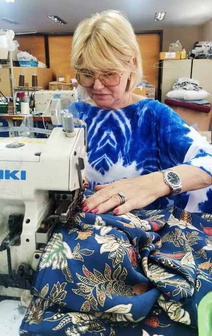 Handmade Silk Blend Kimono Robe: Bali Batik Kaftan