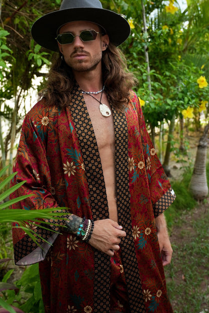 Boho Kimono Robe Long -  Luxury Resort Wear - Festival Clothing - Bali Handmade Robe - Yoga Lounge Wear-Bohemian Vacation Robe