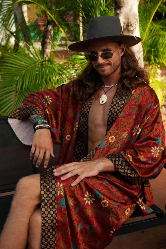 Boho Kimono Robe Long -  Luxury Resort Wear - Festival Clothing - Bali Handmade Robe - Yoga Lounge Wear-Bohemian Vacation Robe