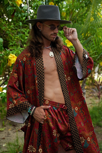 Boho Kimono Robe Long -  Luxury Resort Wear - Festival Clothing - Bali Handmade Robe - Yoga Lounge Wear-Bohemian Vacation Robe