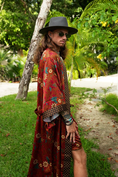 Boho Kimono Robe Long -  Luxury Resort Wear - Festival Clothing - Bali Handmade Robe - Yoga Lounge Wear-Bohemian Vacation Robe
