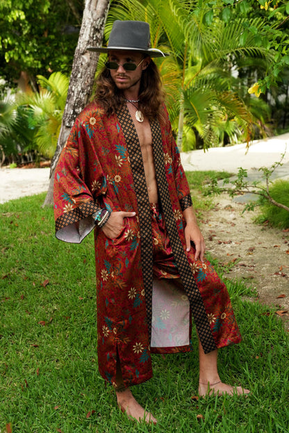 Boho Kimono Robe Long -  Luxury Resort Wear - Festival Clothing - Bali Handmade Robe - Yoga Lounge Wear-Bohemian Vacation Robe