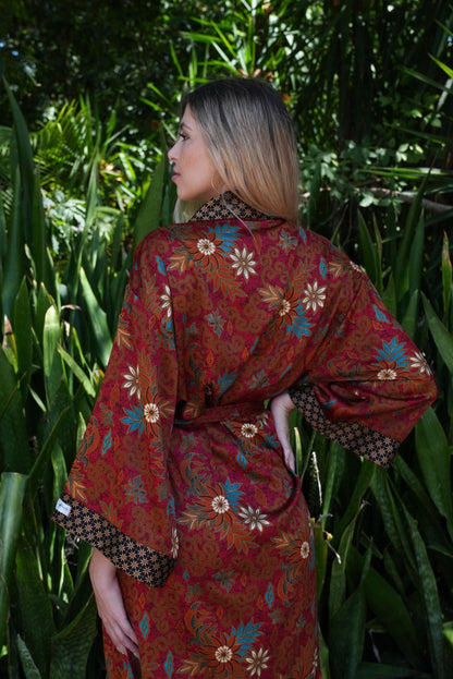 Chic Bohemian Bali Silk Kimono Robe  Exquisite Women Robe, Luxury Gift Robes for Women ,Boho Handmade Bali Kimono, Luxury Christmas Gift.