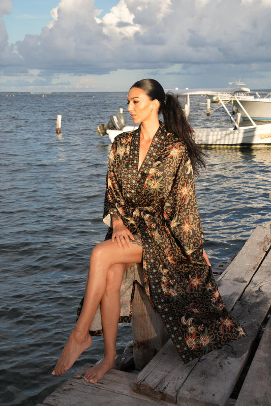 Silk Kimono Robe  - Boho Silk Pajama | Music Festival - Lounge wear| Festival Clothing| Gift for Christmas