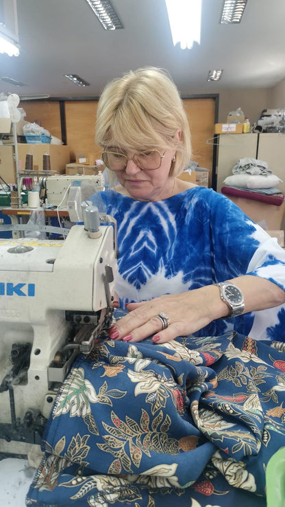 Matching Couple Kimono Robe Set: Silk Blend Batik Loungewear