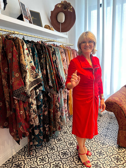 Matching Couple Kimono Robe Set: Silk Blend Batik Loungewear