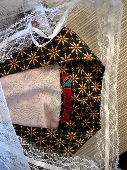 Girl Blue Silk Kimono Robe Set +boxers : Polynesian Batik, Gift-Ready