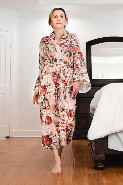 Christmas Gift for women  , Boho festival cover up, light Luxury Kimono , Resort Clothing.