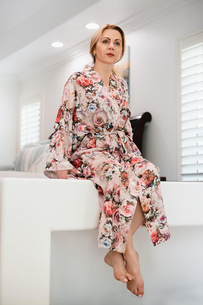 Christmas Gift for women  , Boho festival cover up, light Luxury Kimono , Resort Clothing.