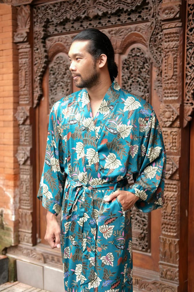 Teal Leaf Male Kimono
