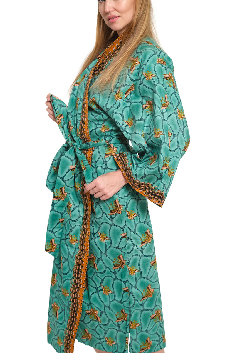 Green/Blue Bermuda Butterfly Kimono